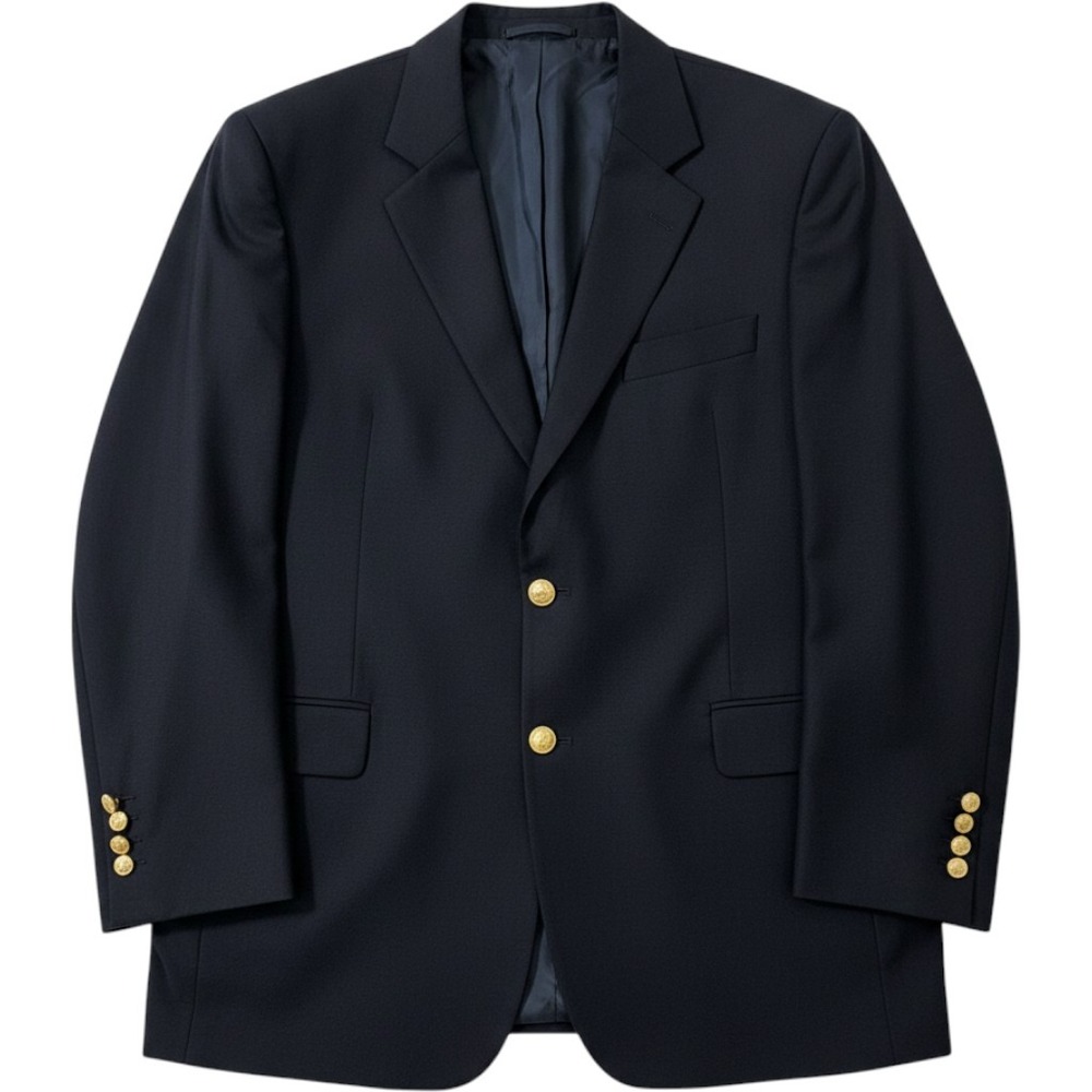 Brooks Brothers Brooksease Loro Piana Wool Navy Blue Blazer Gold Buttons 43R